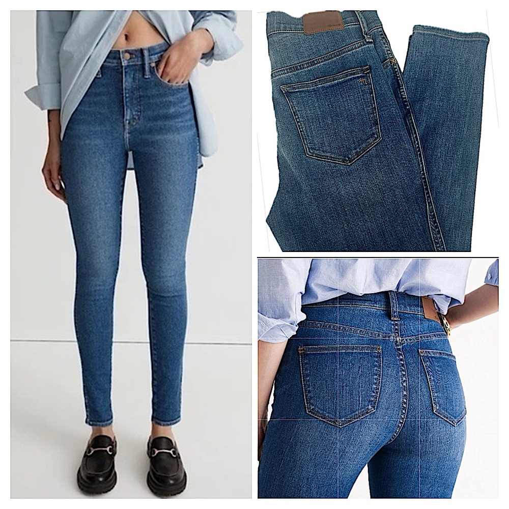 Madewell 10” High Rise Skinny Jeans High Medium Blue Was Stretchy Size 26
